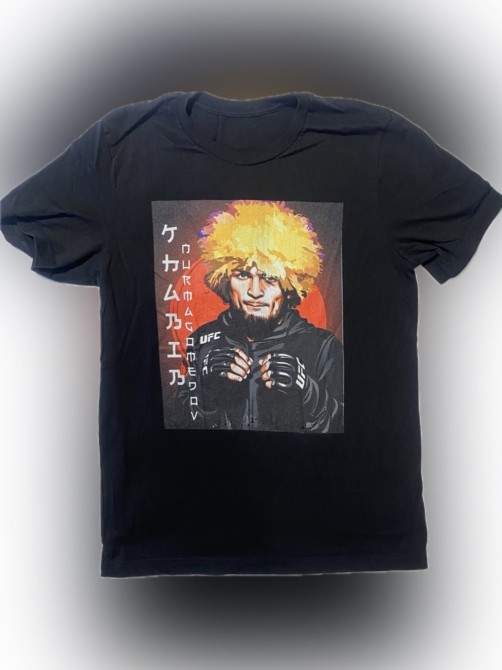 Black Short Sleeve Graphic Tee with Yellow Hair Illustration
